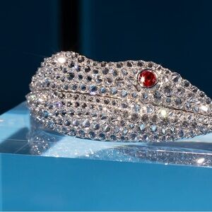 Sterling silver “Abreva” lips necklace with Ruby